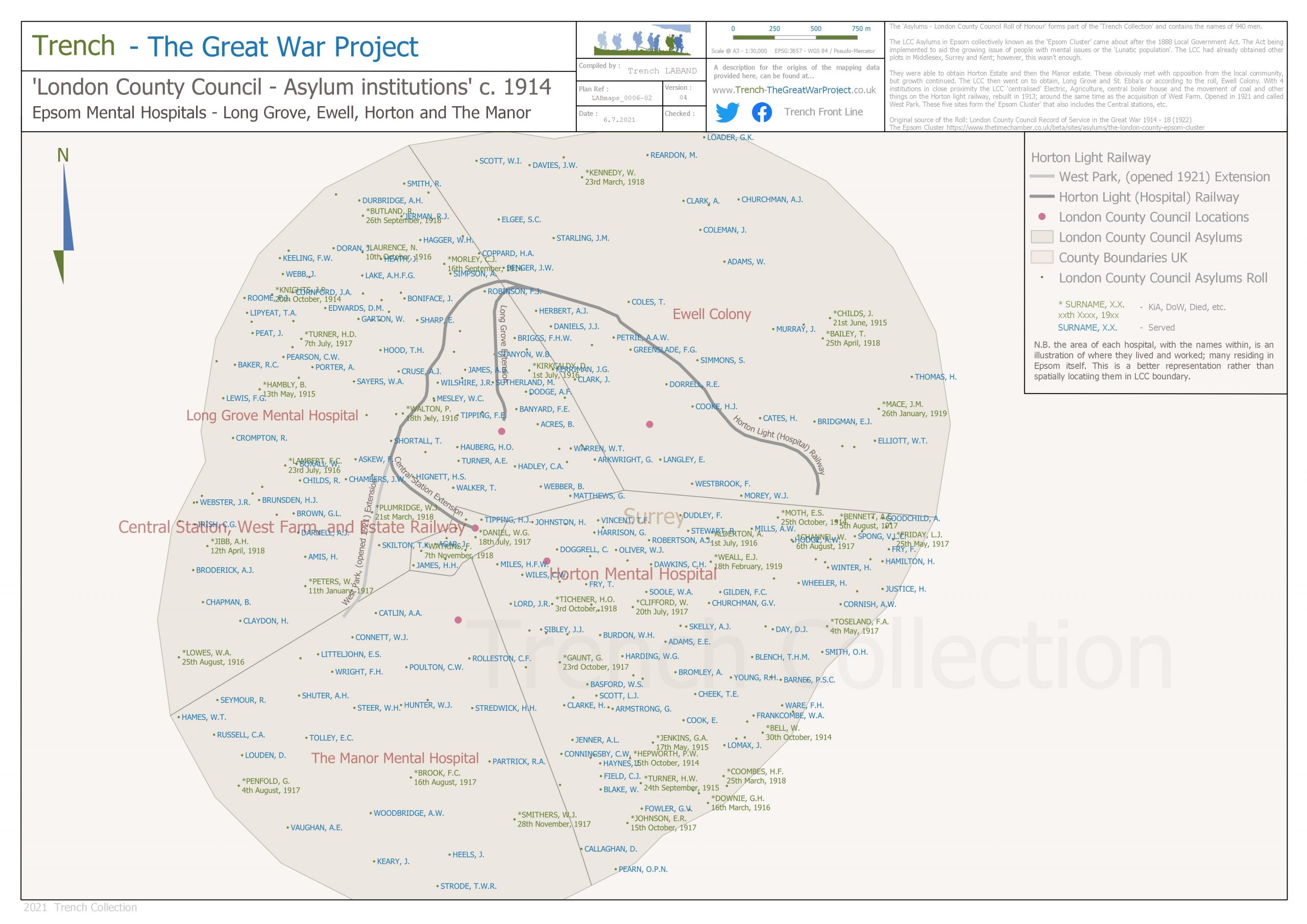 Asylum institutions London County Council, LCC, Epsom Cluster