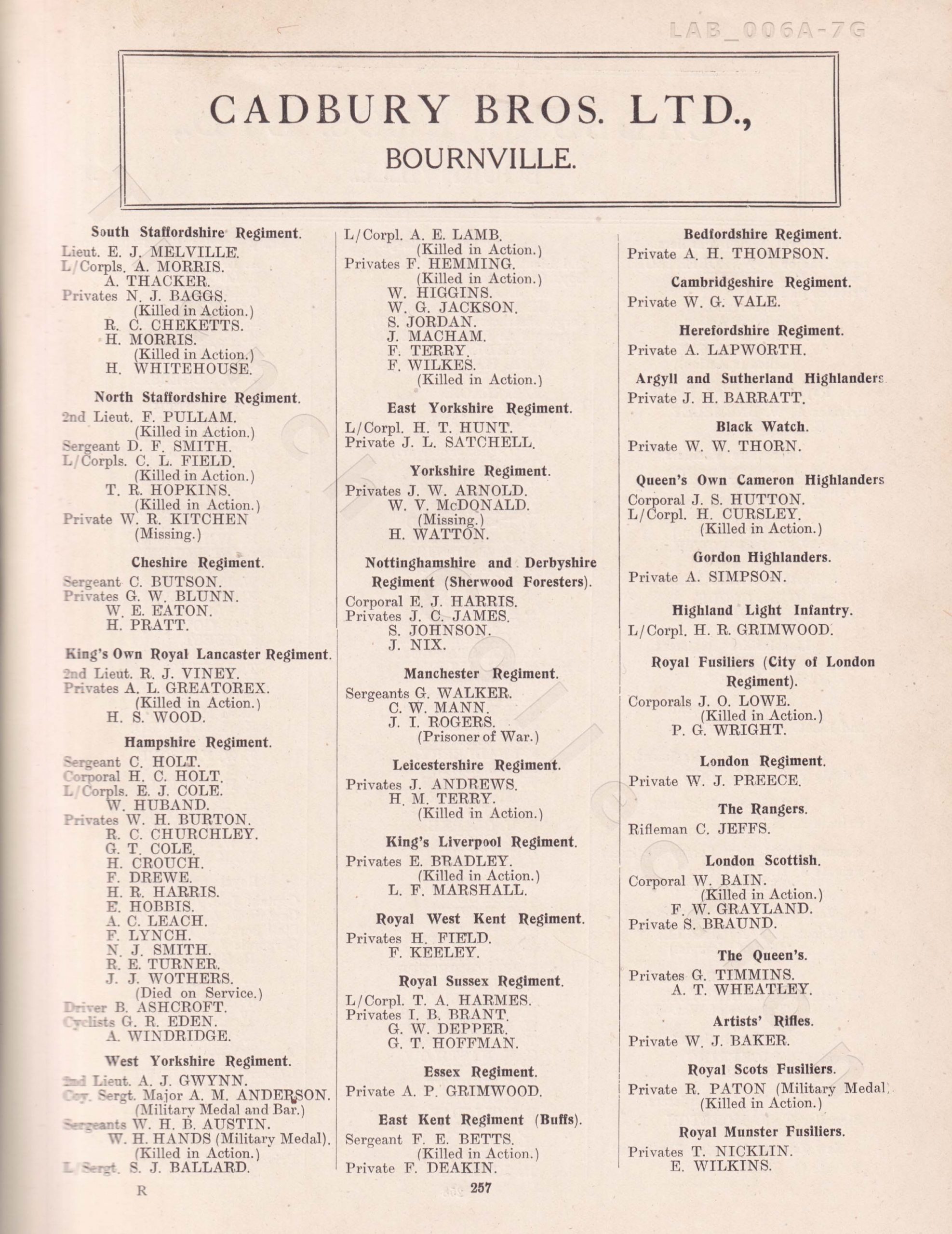 Terry 7131 Leicestershire Regiment